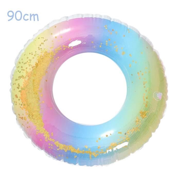 Kit 3 Jouets De Piscine Gonflables - Matelas, Bouée Et Ballon Pailletés - PVC Résistant - Pour Adultes Et Enfants