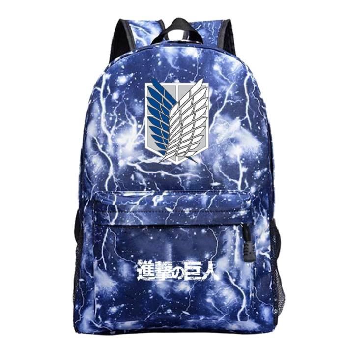Sac a dos attaque des titans pour etudiants Mode Type 18 Bleu Dos Enfant