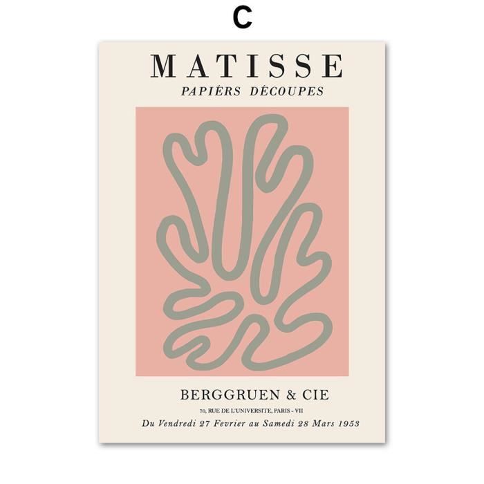 HCHKMMI Matisse Vert Triptyque Peinture Abstraite Fleurs De Corail