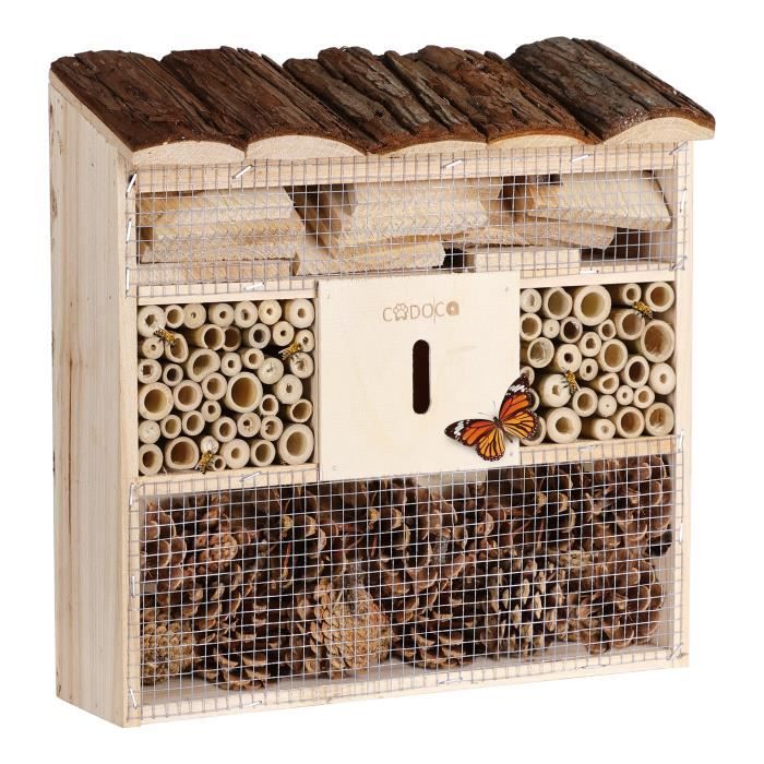 Hotel a Insectes en Bois Naturel 30,5x31cm - Cabane, Maisone