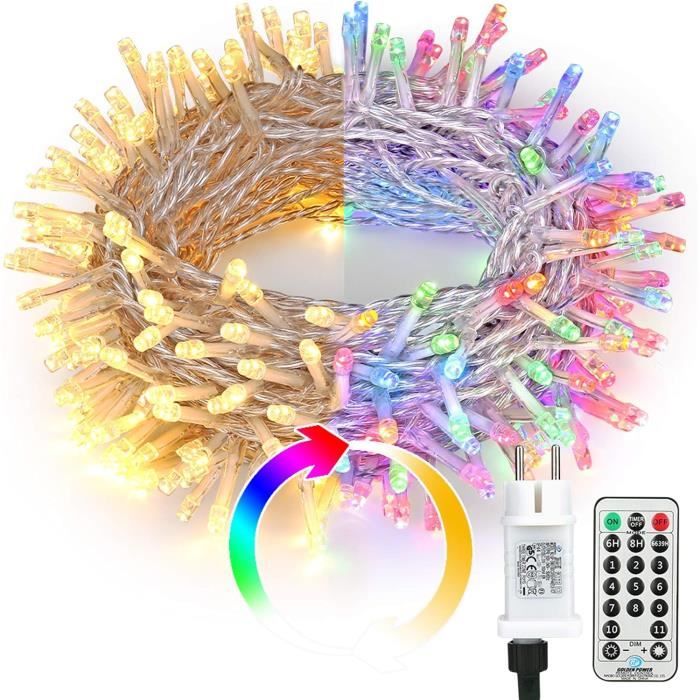 Guirlande Noël Exterieur, 20M 200 Led Guirlande Lumineuse Intérieur