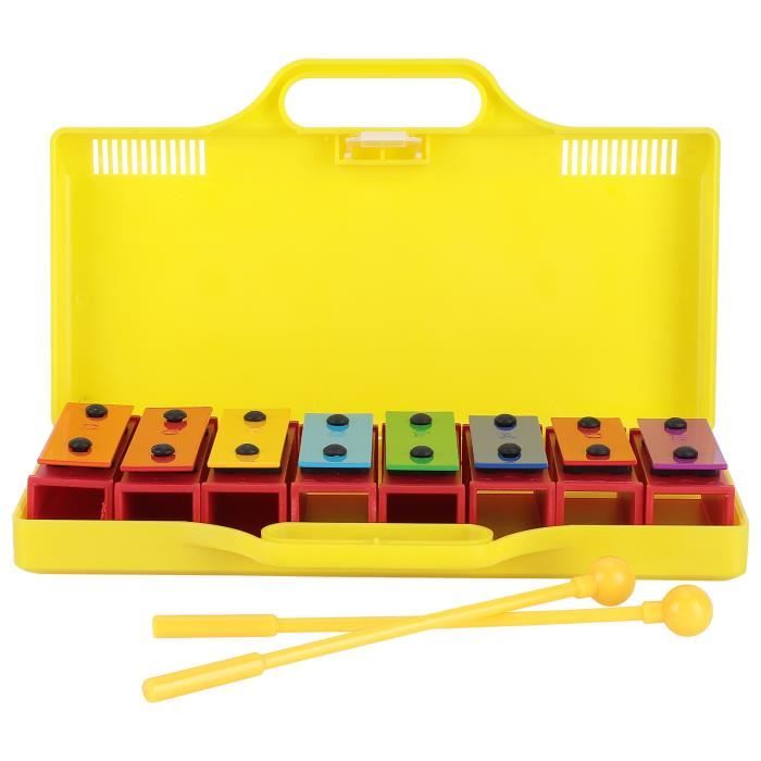 Xylophone Enfant 25 Lames Métal GEWA - Carillon Coloré Avec Maillets Et étui