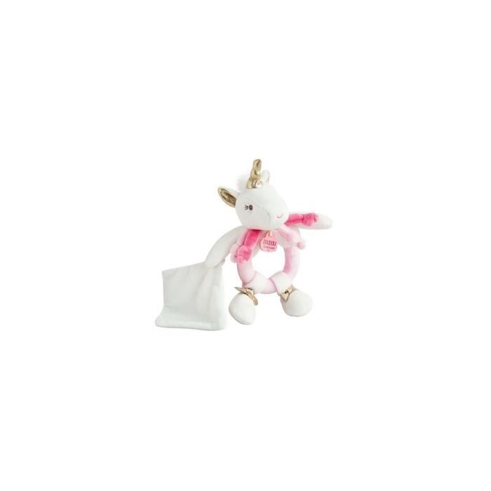 Hochet doudou Licorne feerique blanche rose or 17 cm - Avec boite cadeau -  Jouet Bebe Fille - Cdiscount Jeux - Jouets