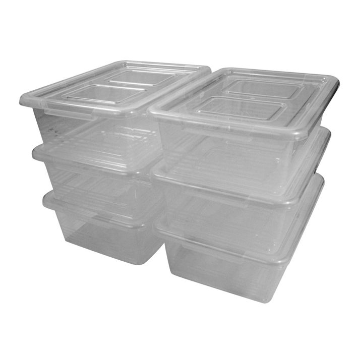 Lot De 6 Boîtes De Rangement En Plastique De 80 L X 6, Grises, Avec