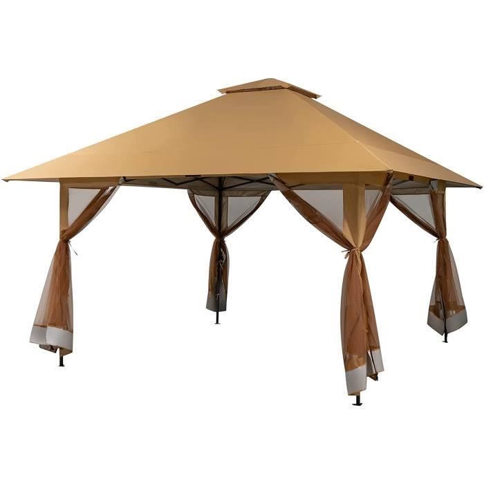 Tonnelle De Jardin Pliante 3x3m Avec Moustiquaire - Parois Latérales Amovibles, Idéale Pour Fêtes Et Camping - 7