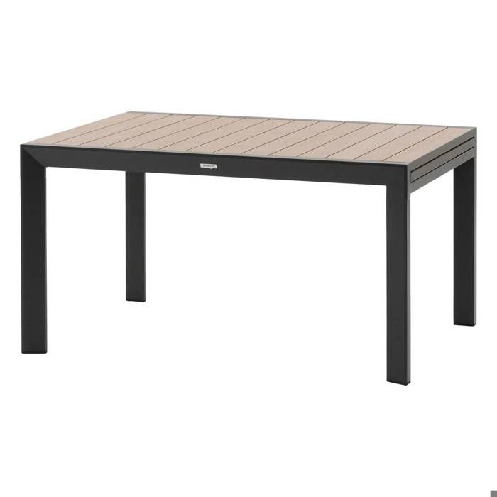 Table de jardin extensible coulissante Évasion effet bois honey & graphite 10 places lates en aluminium - Hespéride Table de jardin extensible coulissante Évasion effet bois honey & graphite 10 places lates en aluminium - Hespéride