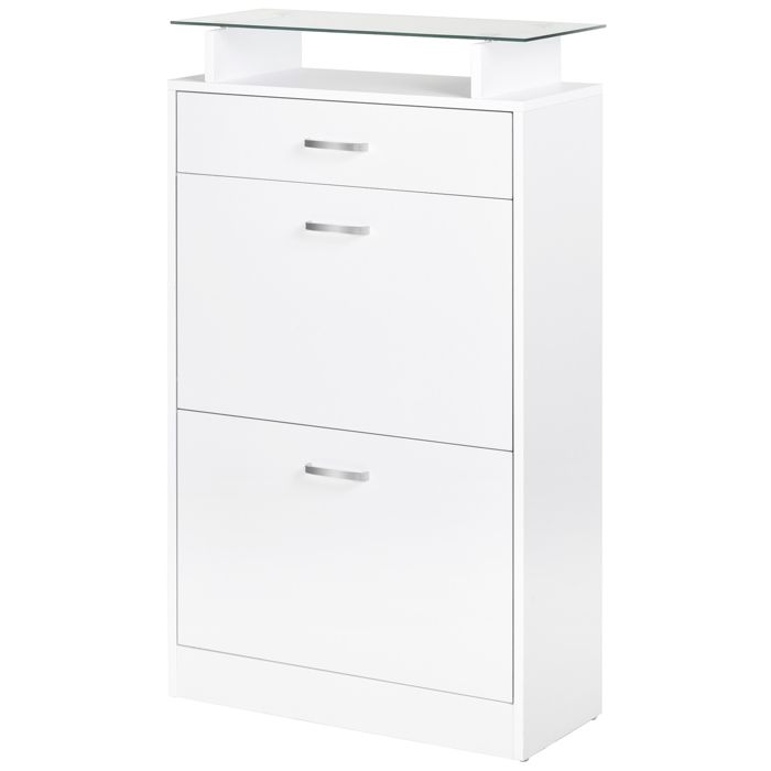 HOMCOM - Armoire à Chaussures - panneaux de particules - 60x24x105.5cm - Blanc