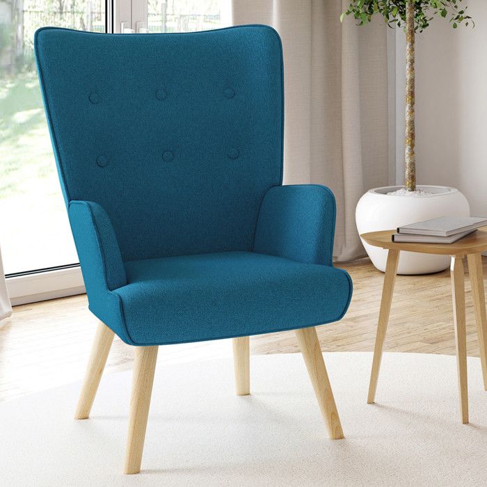 IDMARKET Fauteuil scandinave IVAR en tissu bleu canard IDMARKET Fauteuil scandinave IVAR en tissu bleu canard