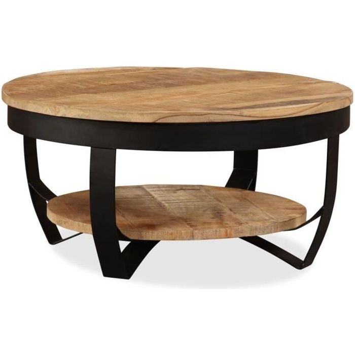 Table Basse Ronde Bois Massif De Manguier Achat Vente Pas Cher