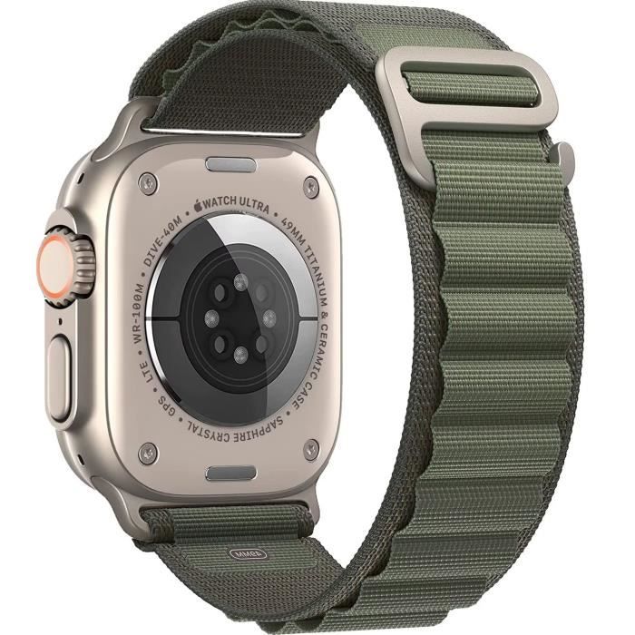 Boucle Alpine Bracelet Compatible Apple Watch Series 6/5/4/3/SE/Ultra/8/7 (49mm 44mm 45mm 42mm)Bracelet de Tissé élastique Vert