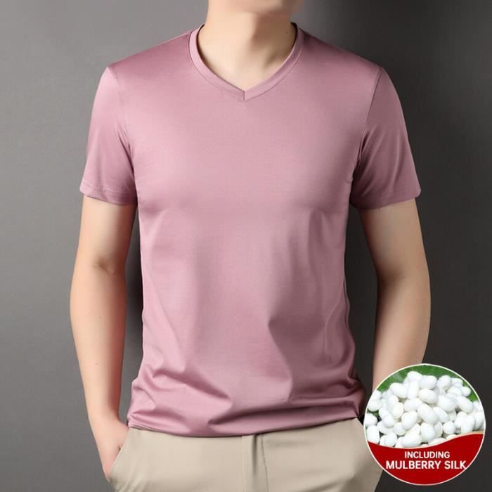 T shirt T shirt col en V pour homme haut manches courtes