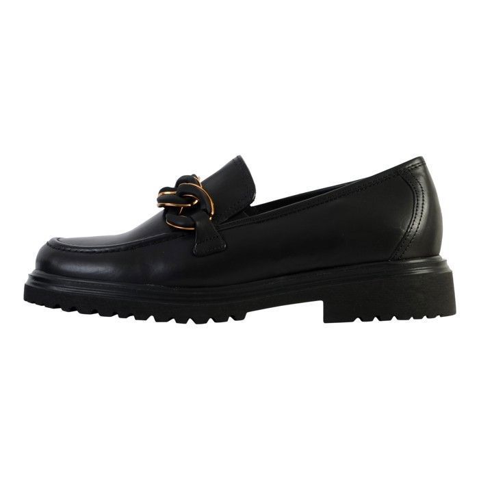 Derbies Cuir Gabor Femme Noir Enfiler Rond Plat Noir