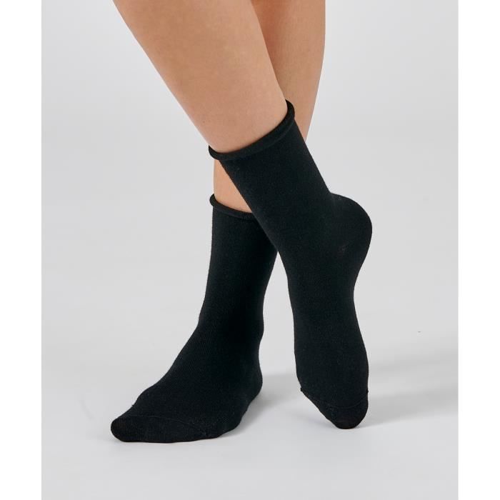 chaussette - damart - lot de 2 paires de chaussettes bord confort thermolactyl - noir