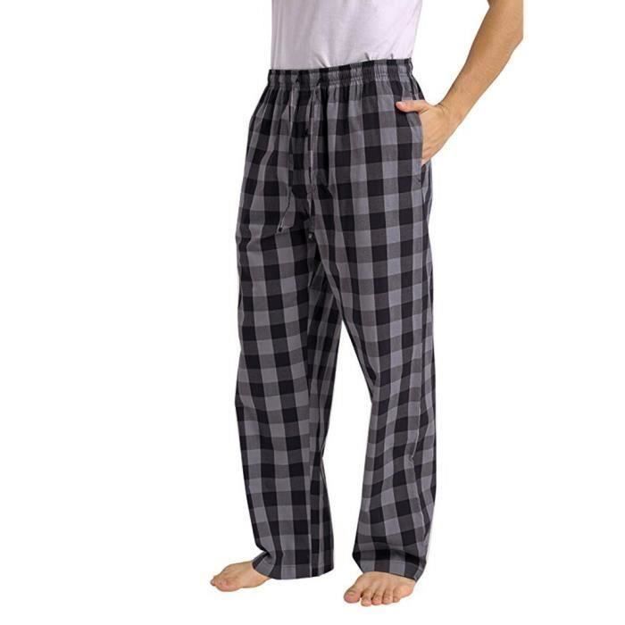 Pantalons de pyjama décontractés à carreaux pour hommes FUNMOON