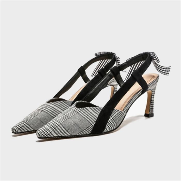 ESCARPIN Femme 2021 l ete Le nouveau Pointu treillis Chaussures a talons hauts a la mode gris LC Achat Vente ESCARPIN pas cher Cdiscount