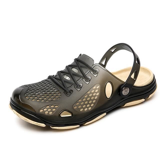 Sandales Homme Ete Talon plat pour plage Doux Antidérapant Couleur unie