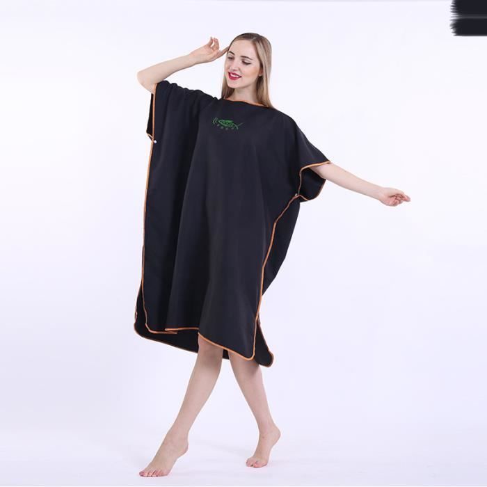 Poncho Plage a Capuche PROCHOSEN Peignoir de Piscine Homme et Femme Leger et a Sechage Rapide pour la Plage Le Camping Noir L Violet Cdiscount Pret a Porter