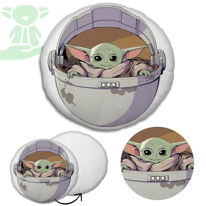 Coussin décoratif rond Star Wars Baby Yoda - OEKO-TEX - 40x40 cm