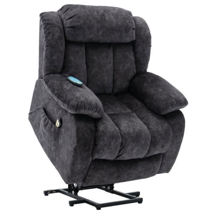 Fauteuil Relaxation Massage COMHOMA | Vibration Et Chauffage | Inclinable | Tissu Noir-gris | 150 Kg