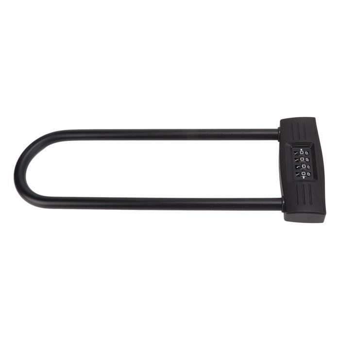Cadenas Vélo En U à Combinaison 4 Chiffres - Anti-Vol Acier Haute Résistance Avec Coque Silicone - Noir/Orange - 7
