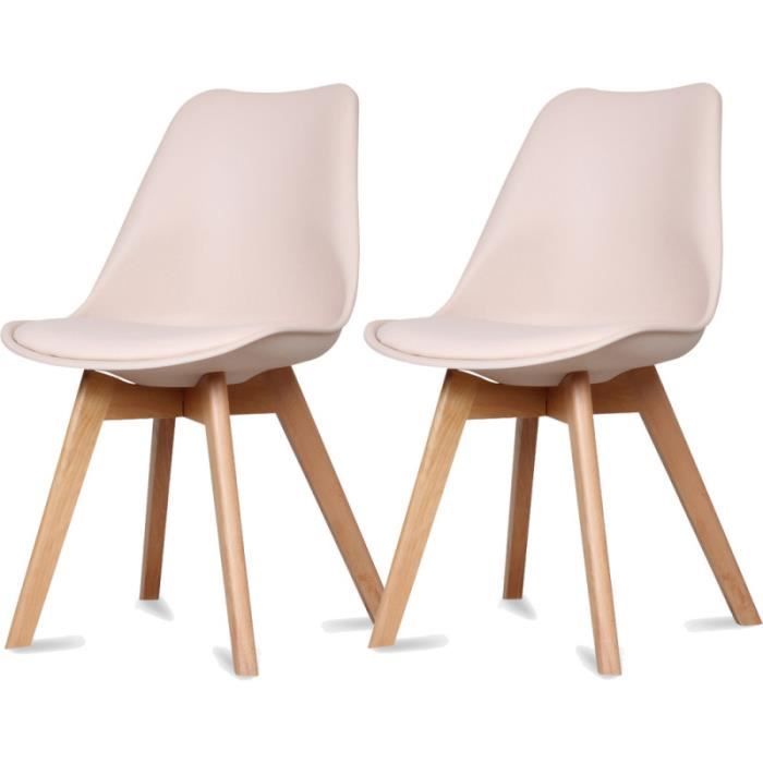 chaises scandinaves opjet - scandy - blanc - lot de 2 - couleur blush