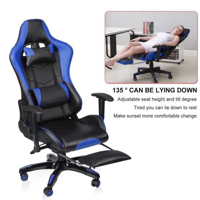 Fauteuil Gamer De Chambre De Bureau Facon Siege Baquet Rallye Noir