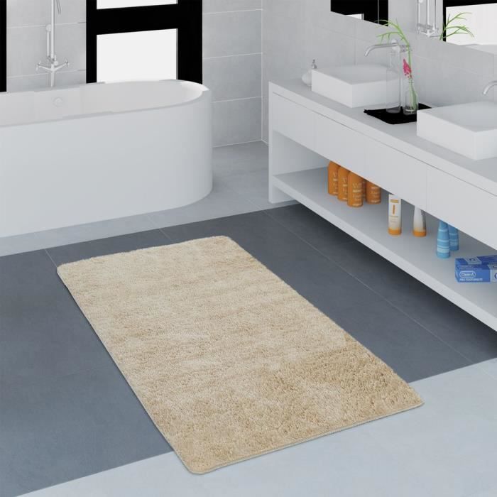 Relaxdays Tapis De Bain Microfibre Shaggy 40 X 50 Cm Sortie De Douche Tapis Douche Antiderapant Moelleux Absorbant Gris