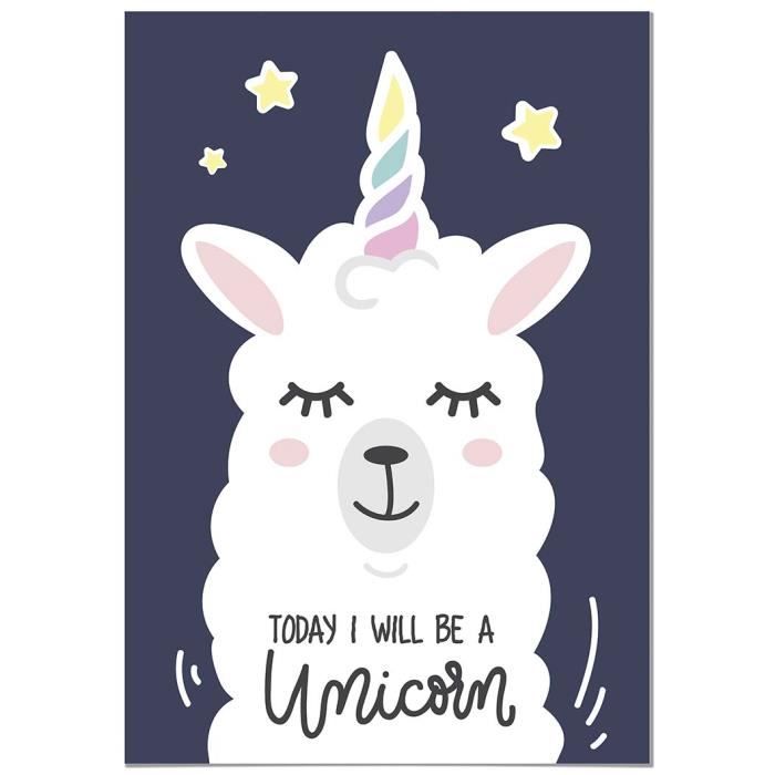 Panorama Tableau Pour Chambre D Enfants Lama Licorne 35x50cm Imprimee Sur Toile Grande Qualie Decoration Murale Chambre Enfant Cdiscount Maison