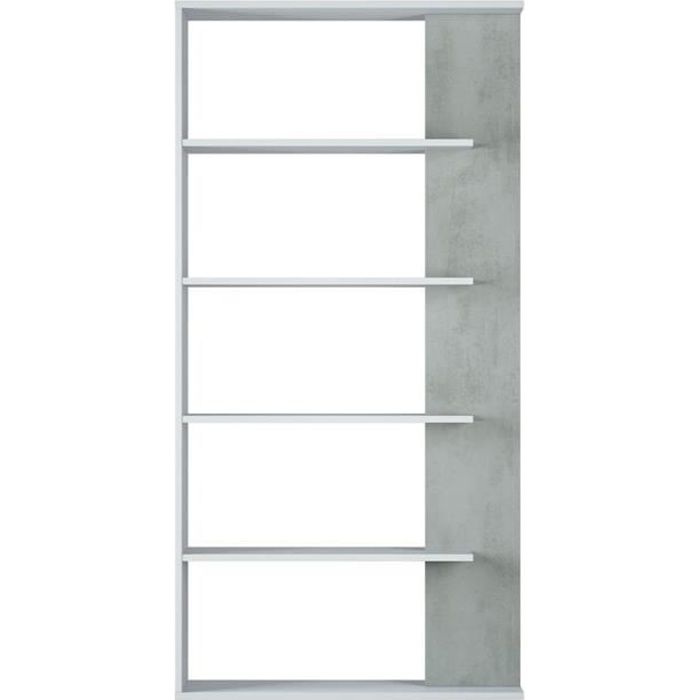 Bibliothèque avec 5 étagères coloris Blanc - Ciment en mélamine - Dim: 180 x 90 x 25 cm Bibliothèque avec 5 étagères coloris Blanc - Ciment en mélamine - Dim: 180 x 90 x 25 cm