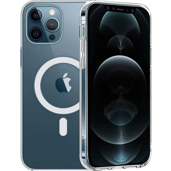 Coque pour iPhone 12 PRO (6,1) - Silicone Transparent avec Cercle  magnétique intégré Phonillico®