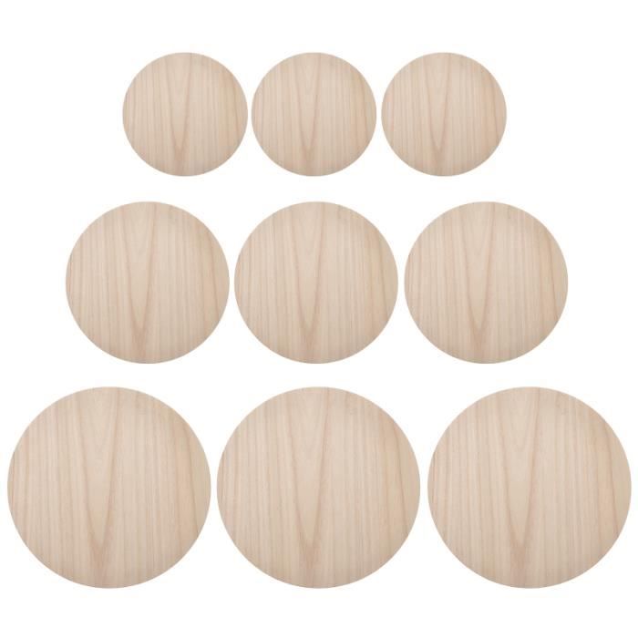 9pcs bois découpé tranches rondes disques cercles pour bricolage peinture artisanat décoration