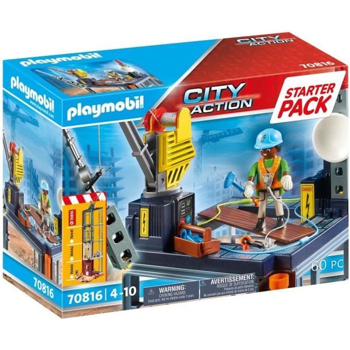 PLAYMOBIL - 70816 - City Action La Construction - Starter Pack - Plateforme de construction