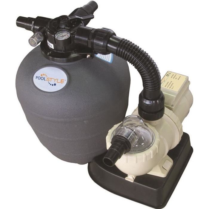 Kit de filtration - POOLSTYLE - 6m3/h - Filtre à sable - Platine - Vanne 4 voies