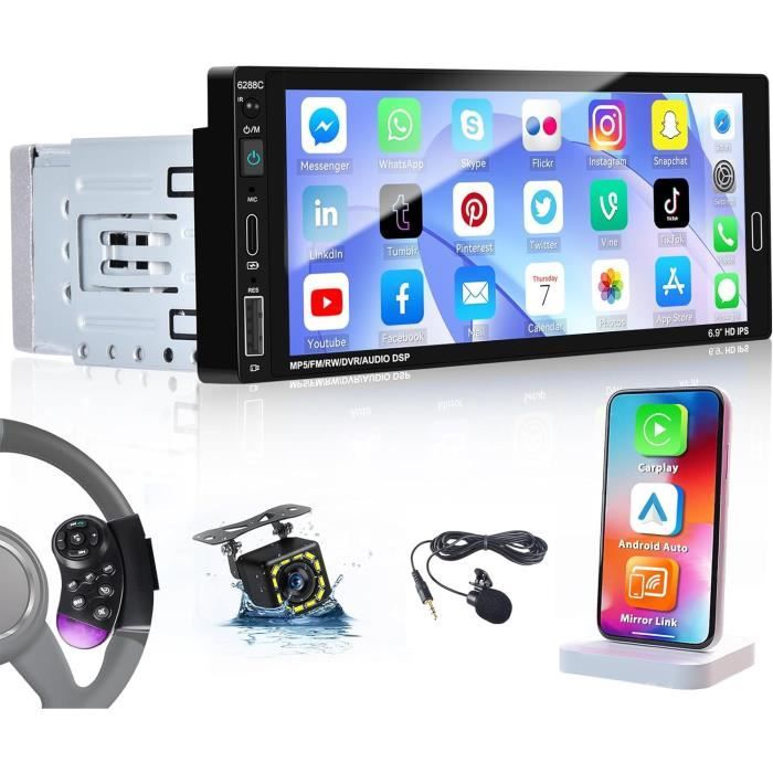 Hikity Bluetooth 1 Din Automatic Folding Car Tuner met Carplay Android Auto, 7 'gemotoriseerd en uitbreidbaar scherm autoradio met Bluetooth Mirror Link USB FM AUX Achteruitrijcamera Hikity Bluetooth 1 Din Automatic Folding Car Tuner met Carplay Android Auto, 7 'gemotoriseerd en uitbreidbaar scherm autoradio met Bluetooth Mirror Link USB FM AUX Achteruitrijcamera