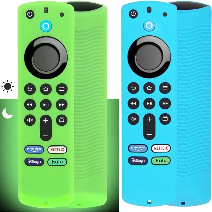2 Coques Silicone Colorées Pour Télécommande Fire TV Stick / 4K - Avec Dragonne - Brillent Dans Le Noir