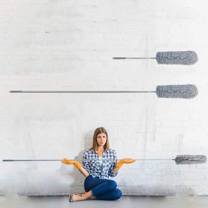 Vicloon Plumeau Poussière, Plumeau Microfibre Avec Poignée En Acier Inoxydable Télescopique Avec Deux Têtes Lavable Pour À La Maison Ou En Voiture