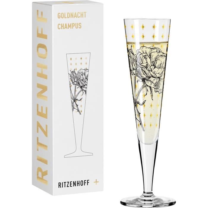 Verre à Vin Rouge Ritzenhoff 500 Ml - Série Cristal De Cœur N°10 Avec Décor Or Rose Et Mot "Red" - Fabriqué En Allemagne