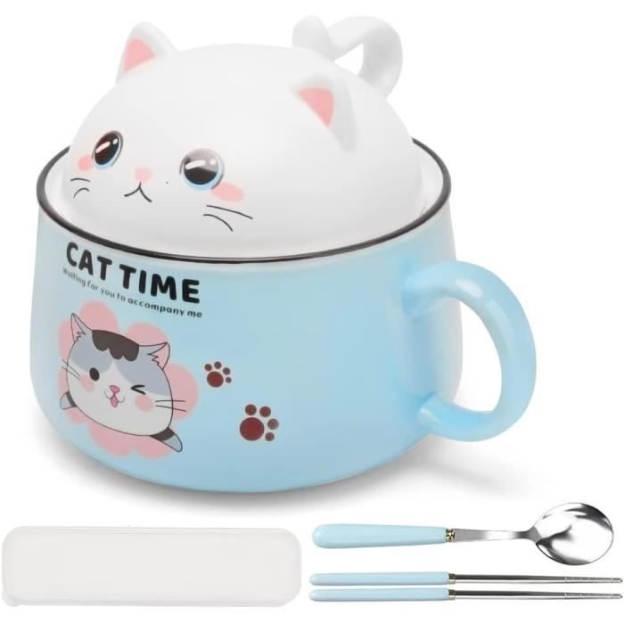 Ramen Bol Avec Couvercle, Bols à Salade Et Anses Pour Chat - 1020 Ml - En Céramique - Bol