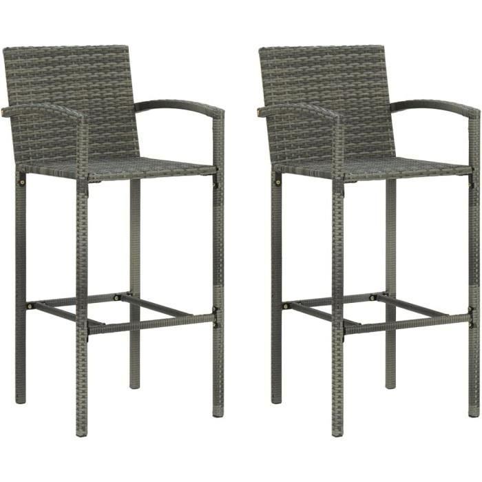 2x tabourets de bar fauteuils de bar sièges de comptoir tabourets de comptoir sièges de jardin extérieur gris résine tressée104