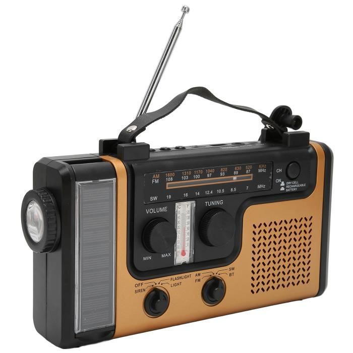 Radio FM Solaire Portable Avec Dynamo | SOS, Lampe LED, Power Bank | Ideale Rando & Camping