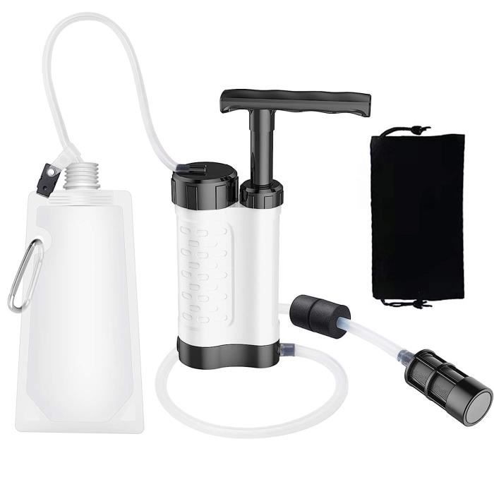 Filtre à Eau Portable DeFe - 0.1 Micron - Élimine 99.999% Bactéries - Capacité 2000L - Pour Randonnée, Camping, Survie