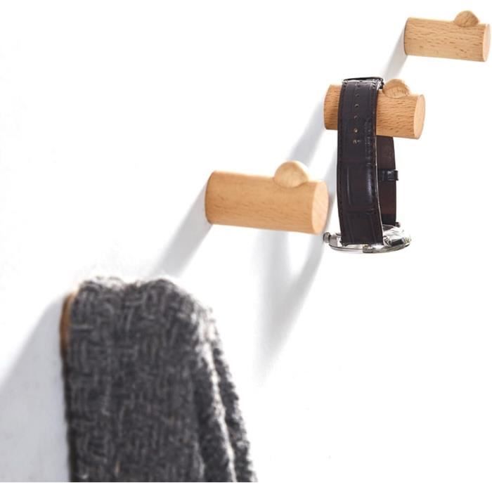 10 Crochets Mural En Bois Noir - Porte-manteau Pour Manteaux, Sacs, Chapeaux - 10