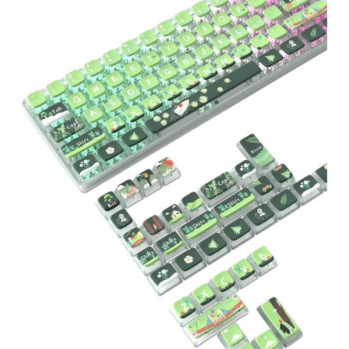 MAMBASNAKE Jeu De 120 Touches PBT Pudding Keycaps,Profil ASA,Sublimation Thermique,Disposition ANSI US Pour Clavier Mécanique 60% TKL,Compatible Avec Les Commutateurs Cherry MX Gateron Otemu Kailh
