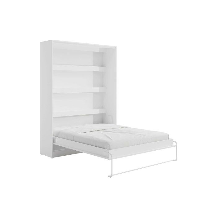 Lit escamotable 160 x 200 cm - Ouverture verticale manuelle - Blanc - RAPILI