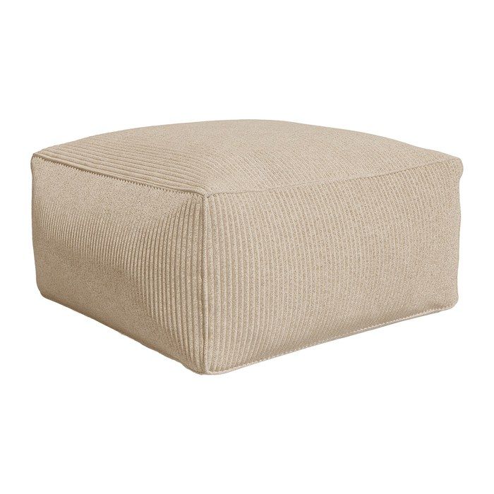 Pouf en velours côtelé beige NOUMARA