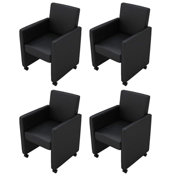VidaXL Chaises de salle à manger 4 pcs Noir Similicuir ...