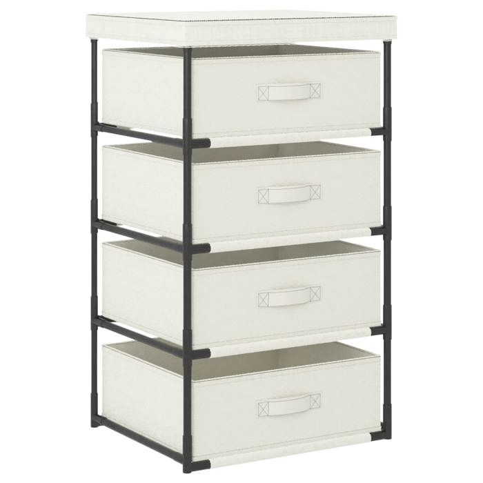 vidaXL Étagère de rangement avec 4 paniers en tissu Acier Crème 322624