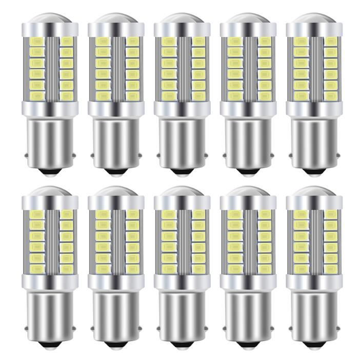 Lot De 2 Ampoules LED 1157 BAY15D - 6000K Blanc, 50 SMD, 12V, Pour Feux Stop Et Feux De Position Arrière