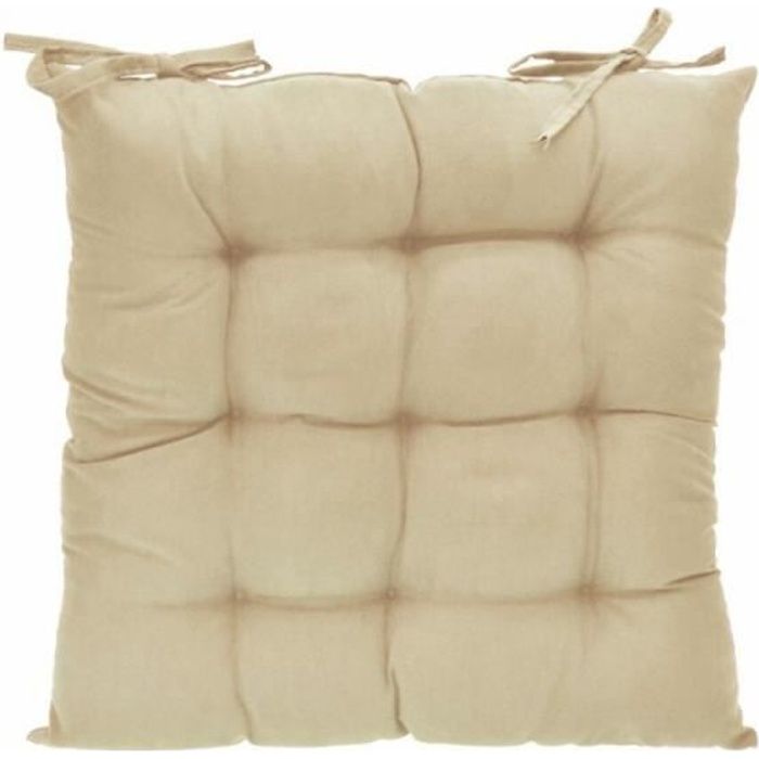 Lot De 4 Galettes De Chaise En Suedine Beige Cdiscount Maison