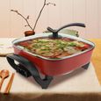 MONSEUL Casserole Fondue Electrique Hot Pot Cuisinière multifonctionnelle Pot carré antiadhésif de haute qualité (prise UE 220V)-1